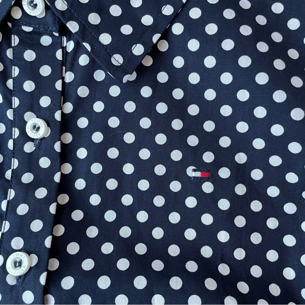 Tommy Hilfiger Shirtdress 100% Cotton Sleeveless Polka Dot Classic Navy NWT - Picture 6 of 11